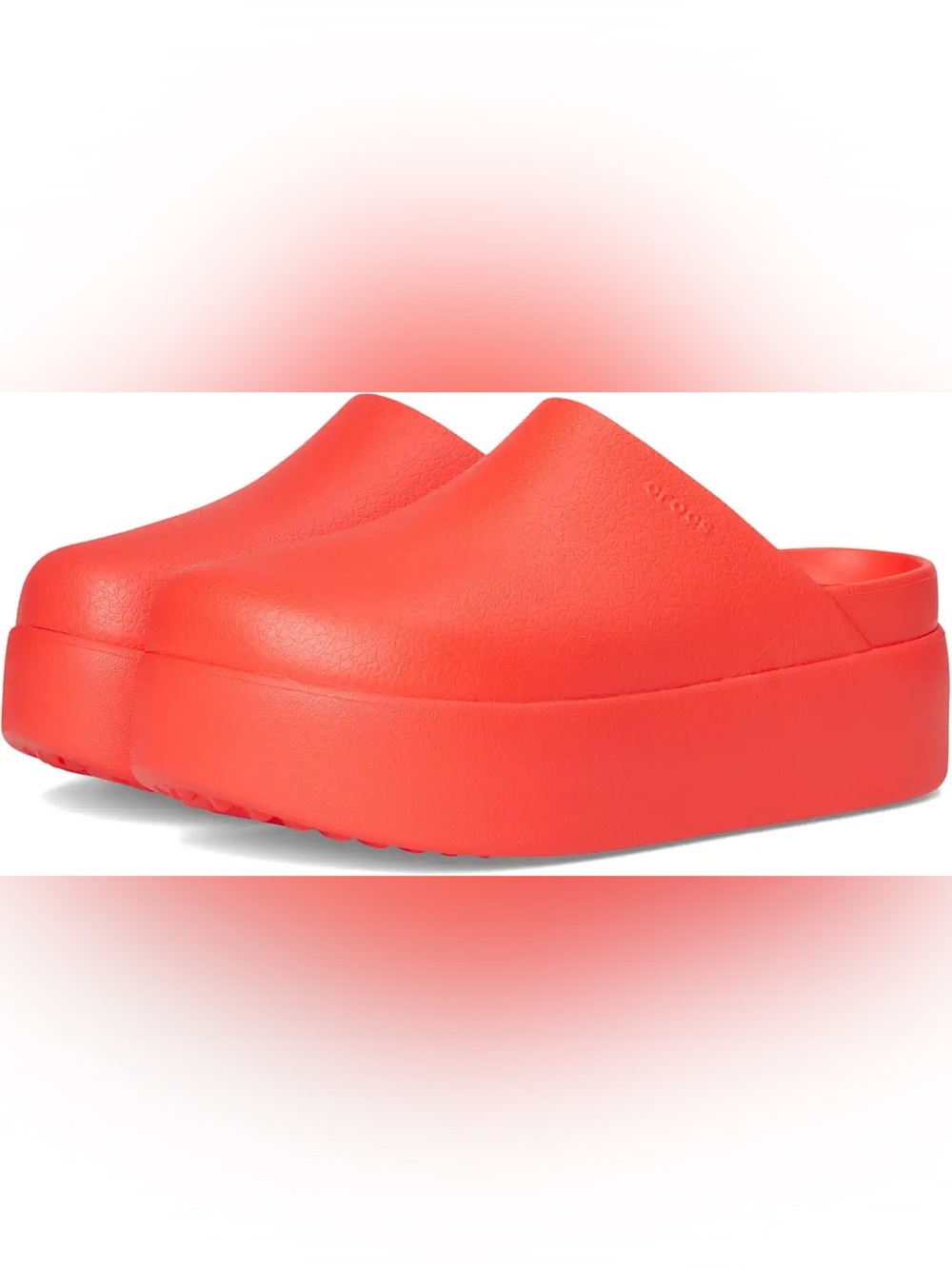 Crocs Dylan platform mule clogs in starfish bright coral red-orange womens 7